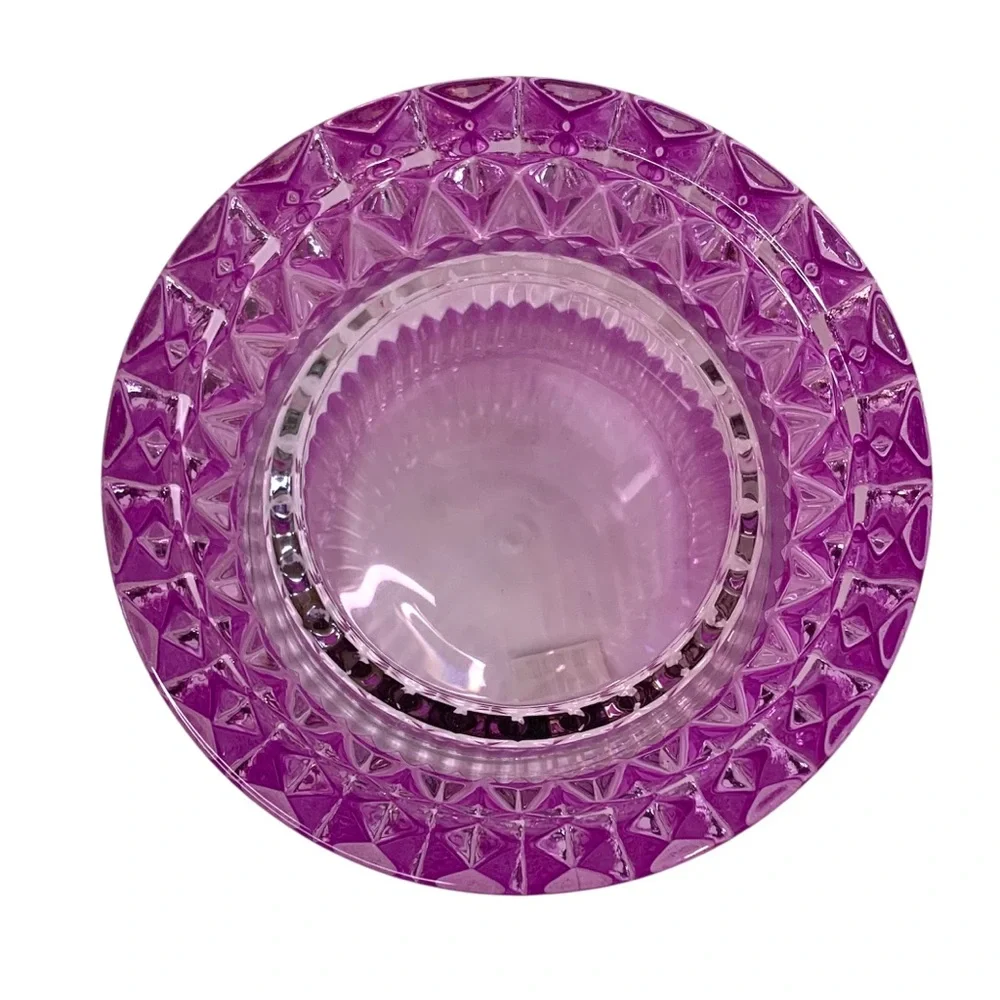 WHITE BARN Faceted Purple Glass 3 Wick Candle Holder